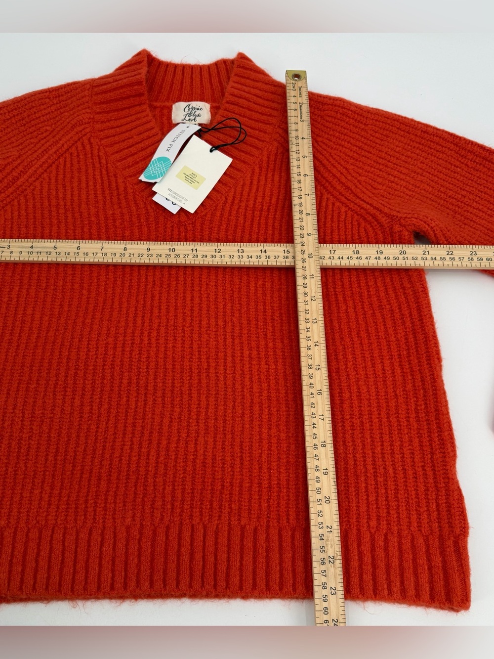 Cosmic Blue Love Sweater Womens S Orange Red Holden Raglan Vneck Pullover Sunday - Picture 7 of 9